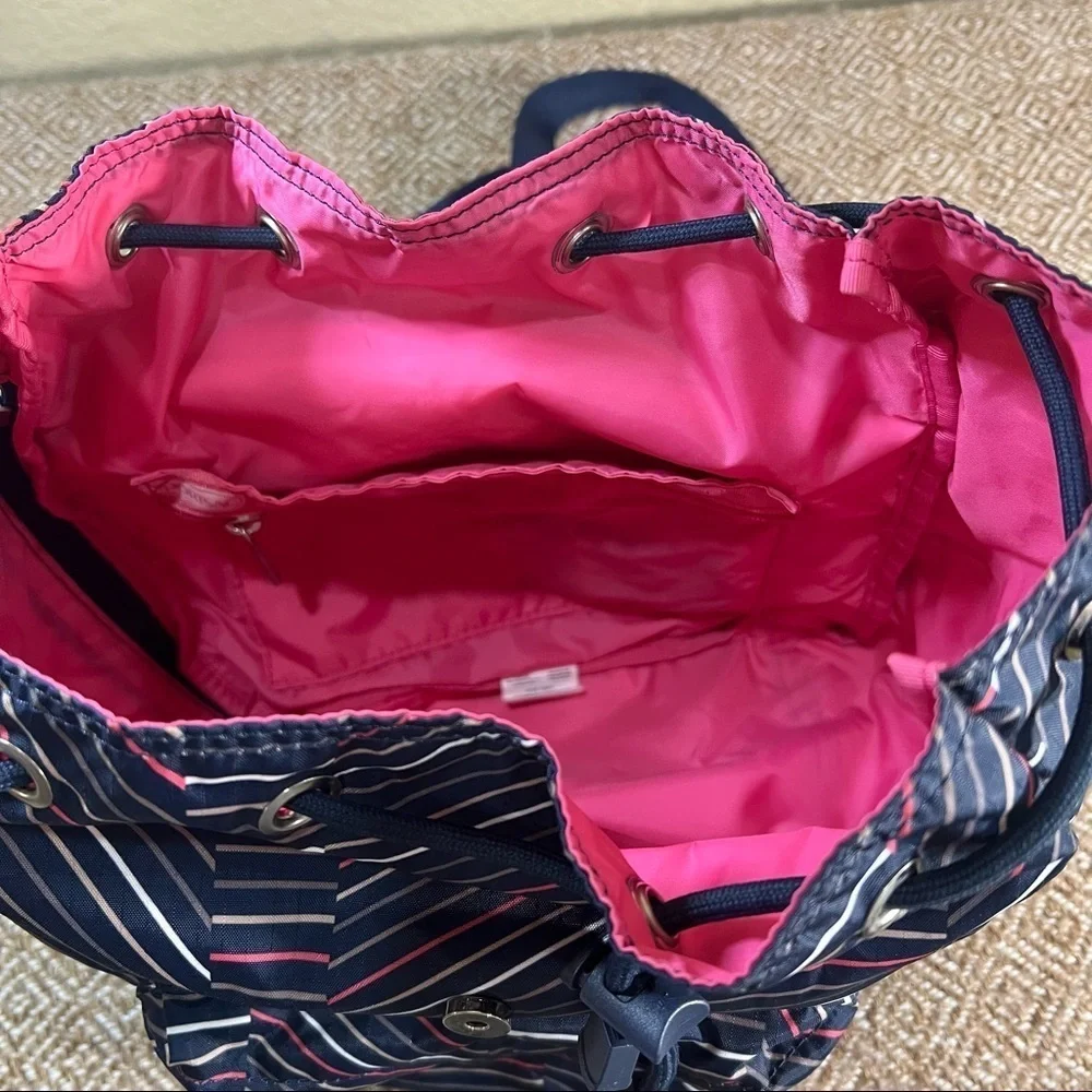 LESPORTSAC-Small Edie Drawstring Backpack Bag In Stripe Euphoria EUC Daily Use